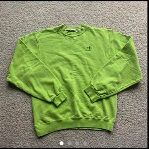 lime green champion mock neck thick sweatshirt